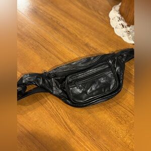 Black Leather Waist Bag